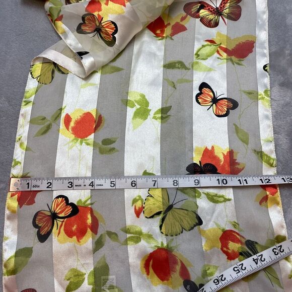 Vintage Bill Blass Butterfly Scarf Rectangular 12.5"x61" Satin Stripe Sheer - Picture 5 of 6